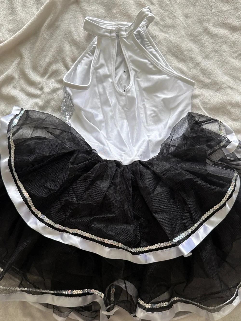 Girls Child Medium (MC) Black & Silver Sequin Dance Costume Tutu Dress